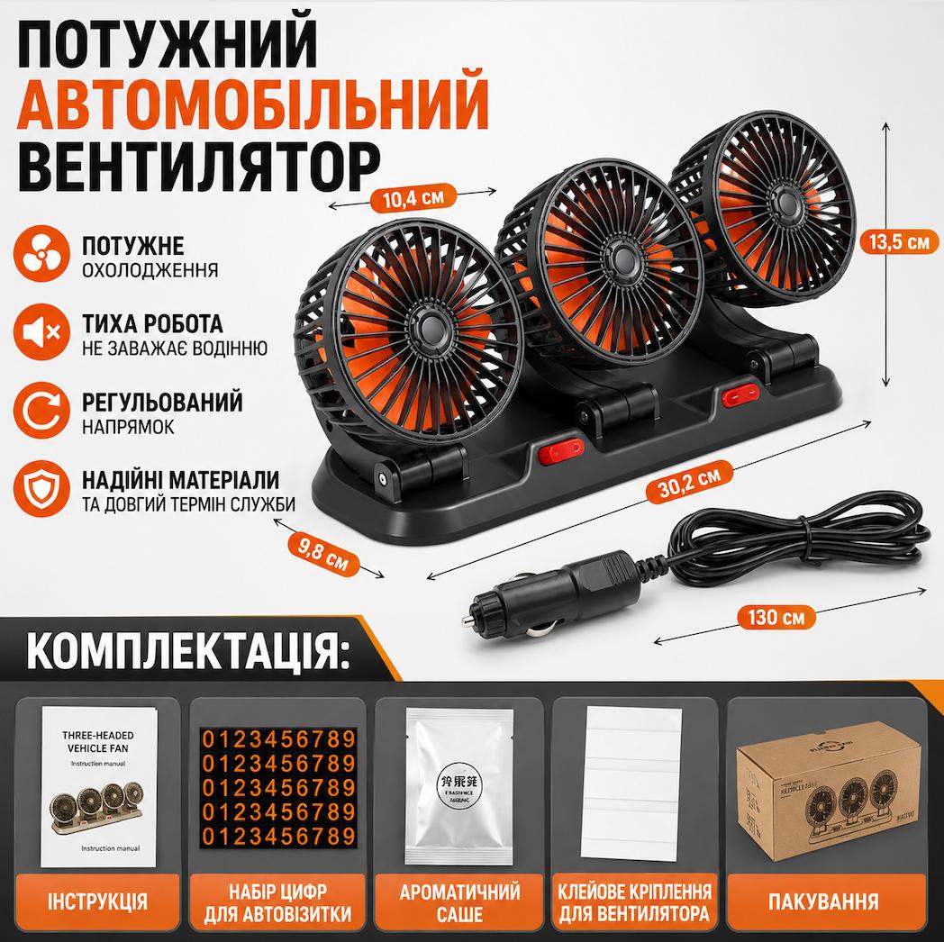 Потрійний вентилятор 3-в-1